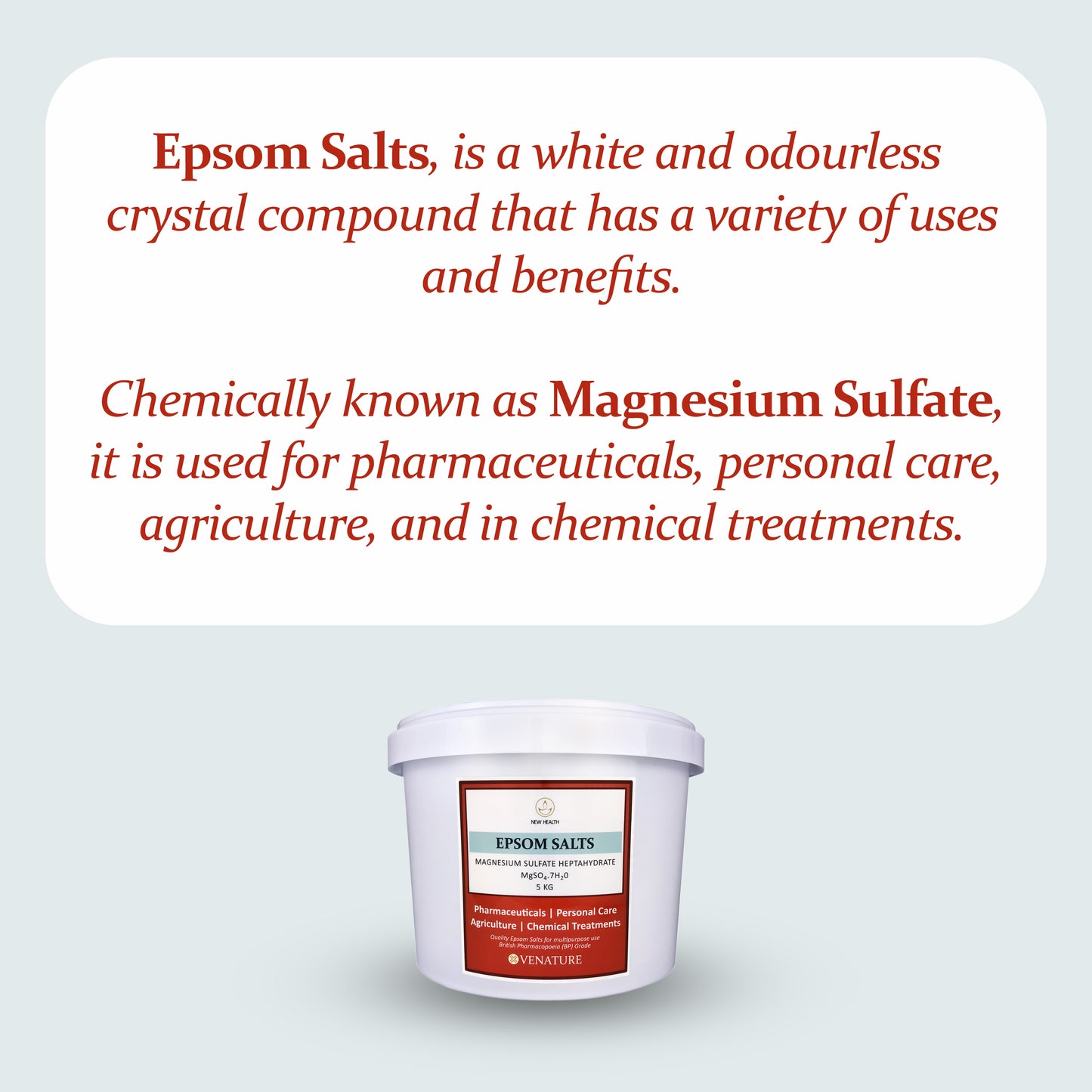 Epsom Salts (Magnesium Sulfate) - 5KG