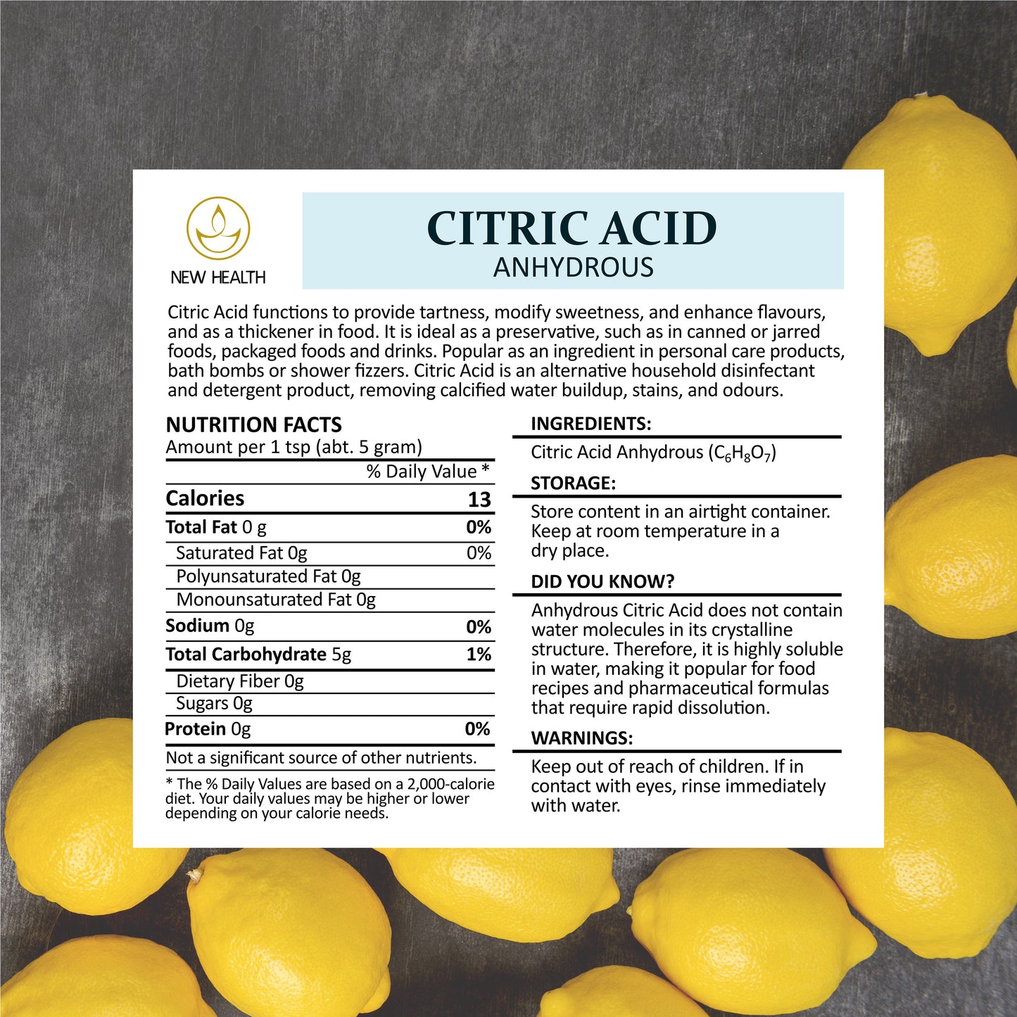 Citric Acid - Anhydrous - 1KG