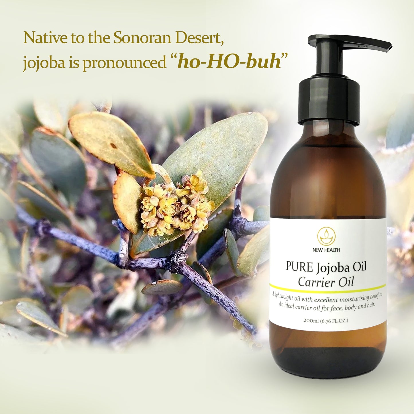 PURE Jojoba Oil - 200ml Carrier Oil with Dispenser Pump