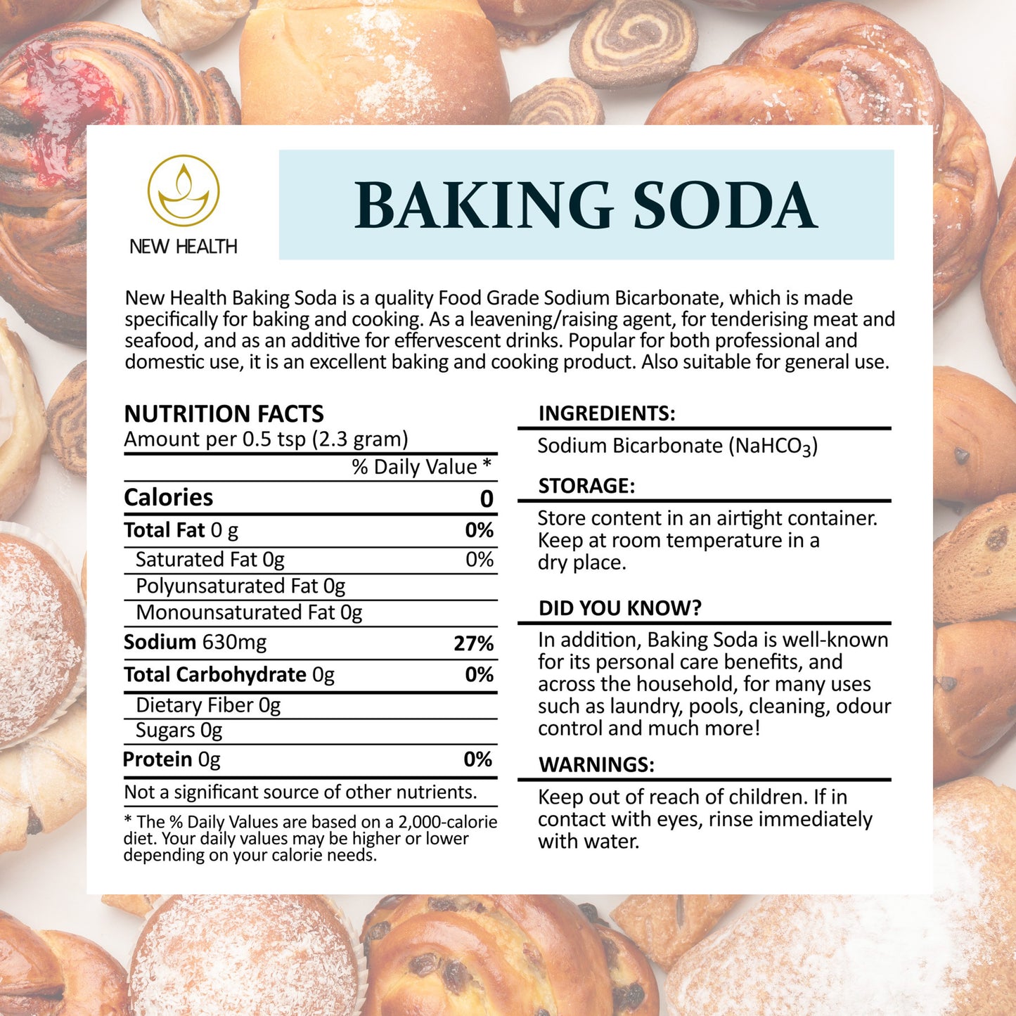 Baking Soda - Sodium Bicarbonate - 2.5KG