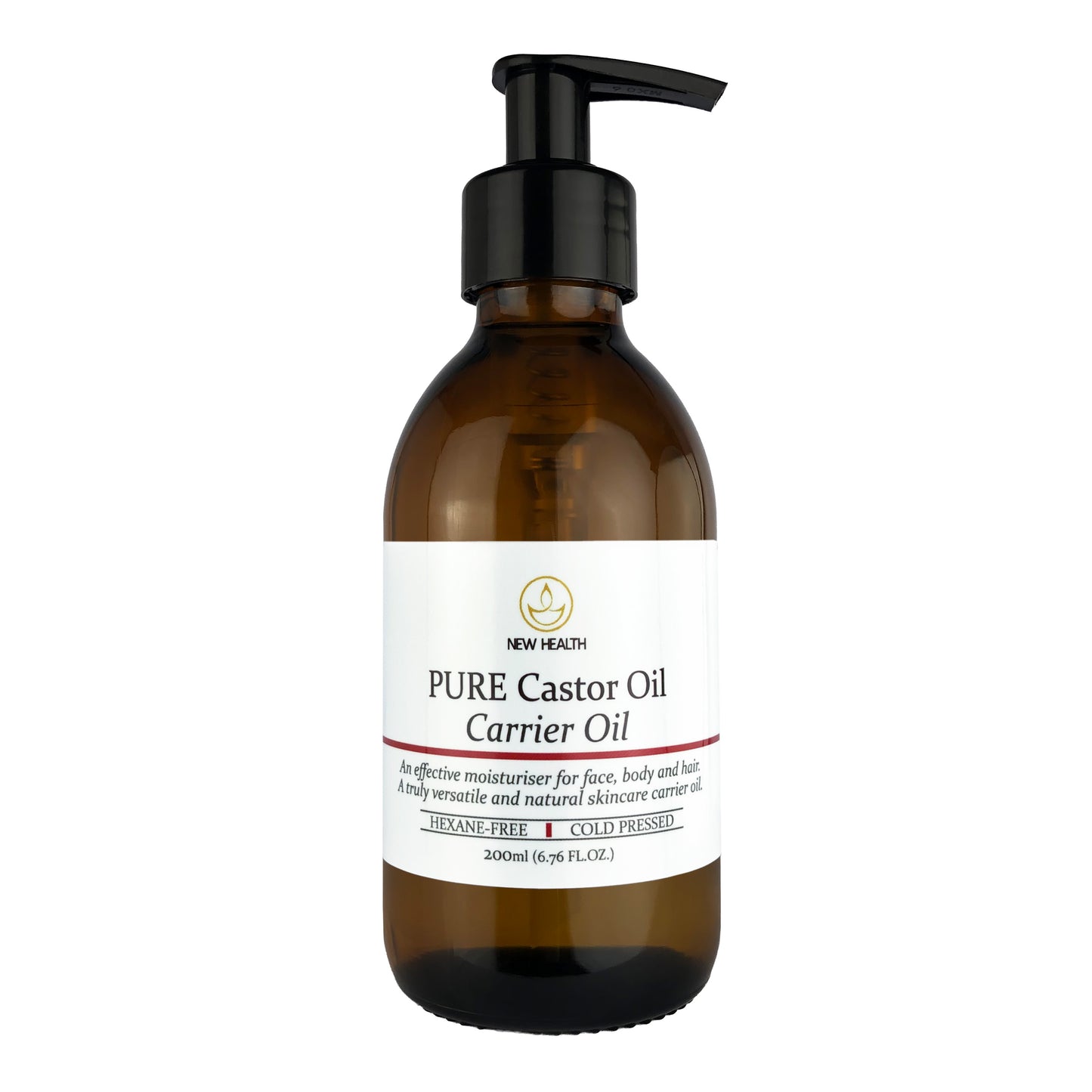 PURE Castor Oil - 200ml Carrier Oil with Dispenser Pump