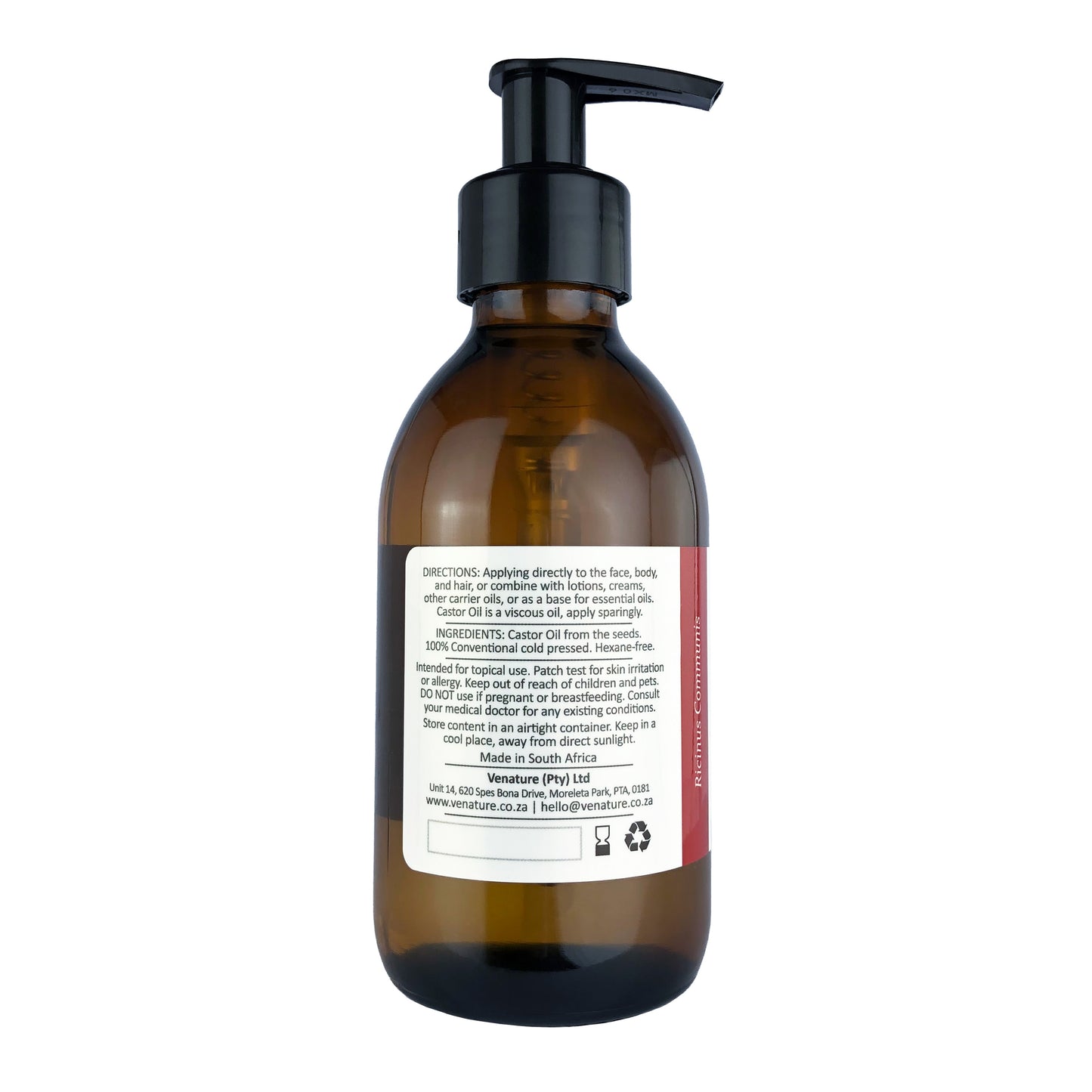 PURE Castor Oil - 200ml Carrier Oil with Dispenser Pump
