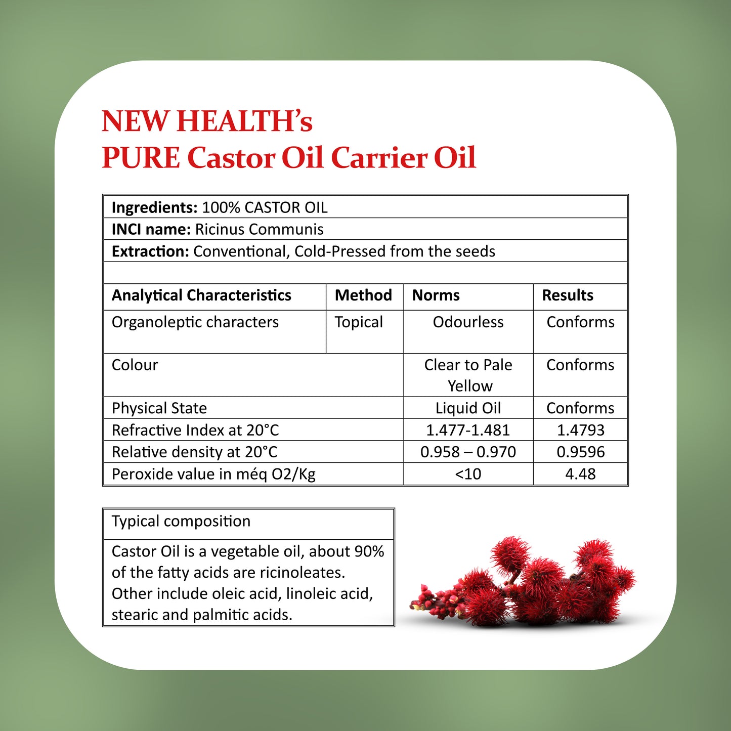 PURE Castor Oil - 200ml Carrier Oil with Dispenser Pump