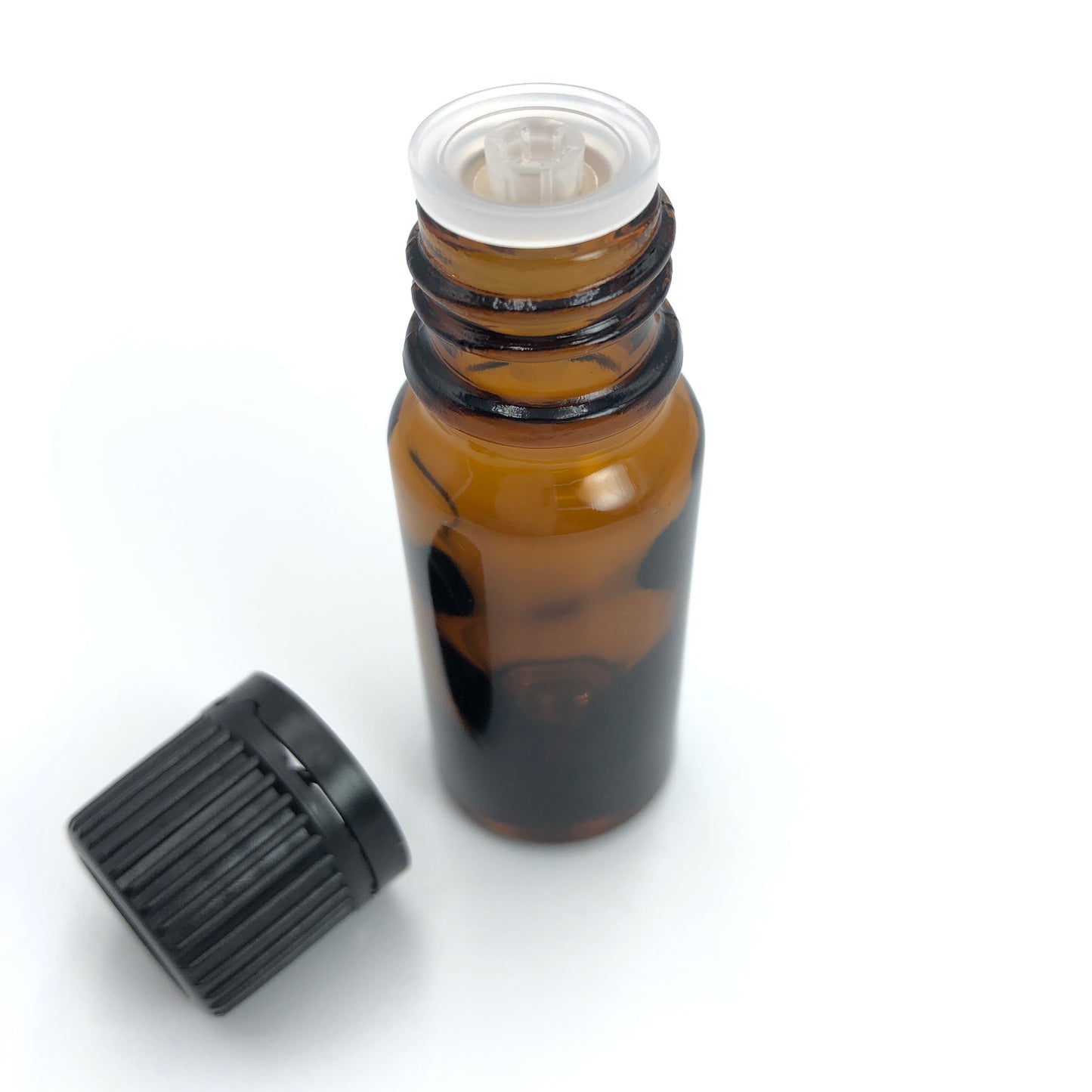 Amber Essential Oil Glass Bottle with Fast Flow Dropper Black Cap - 10ml x 10