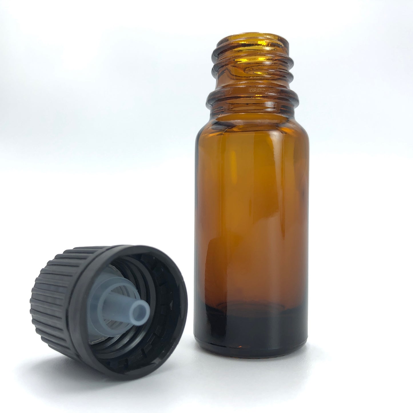 Amber Essential Oil Glass Bottle with Fast Flow Dropper Black Cap - 10ml x 10