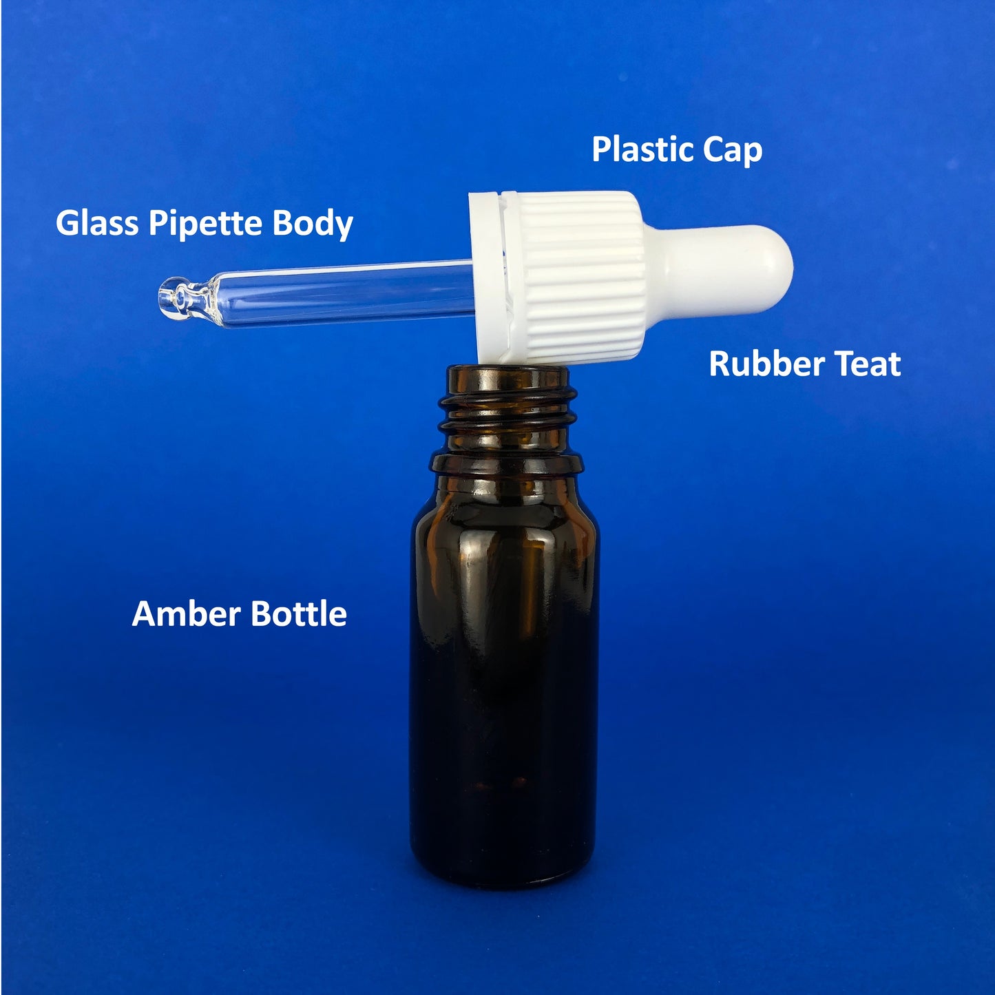 Amber Essential Oil Glass Bottle with White Pipette - 10ml x 10