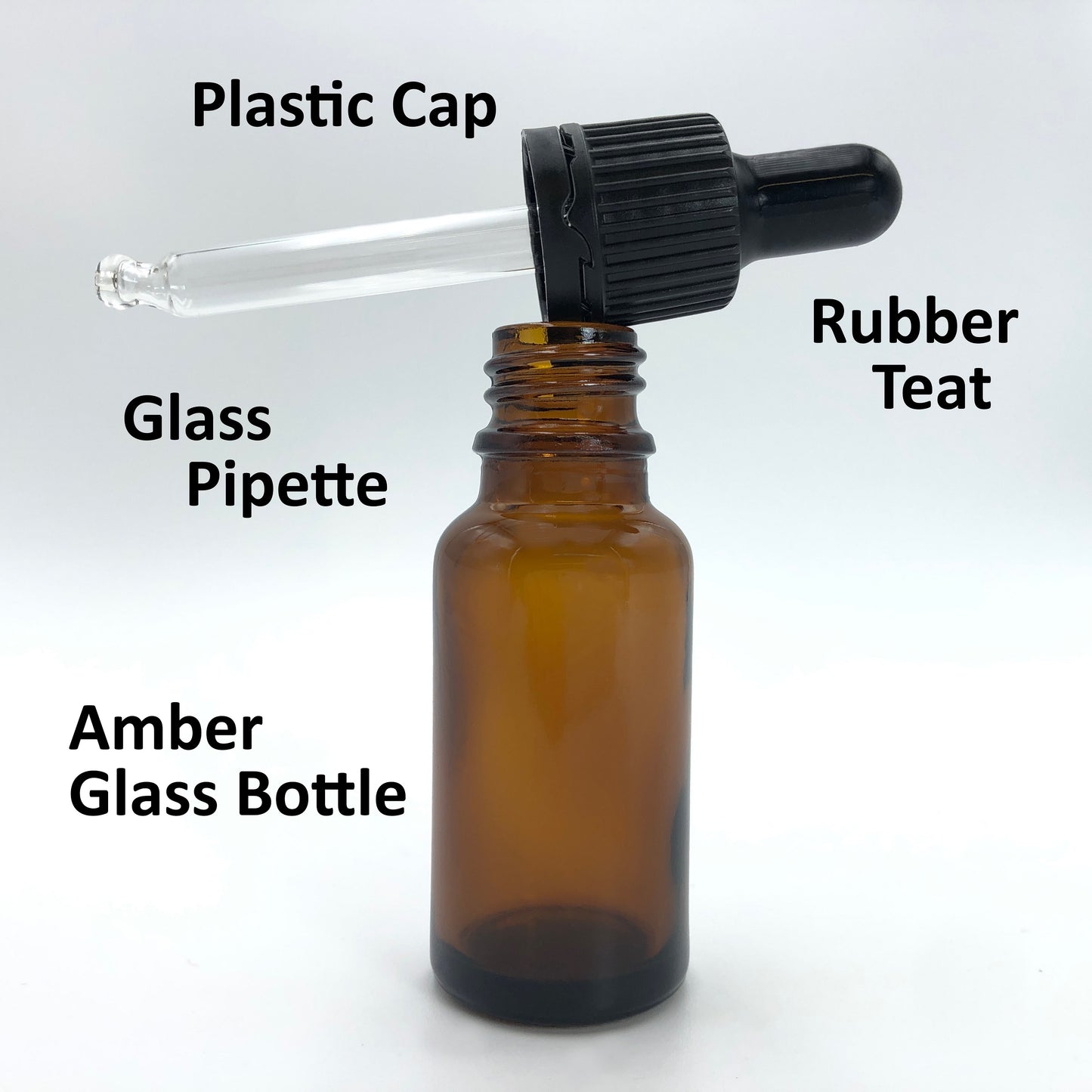 Amber Essential Oil Glass Bottle with Black Pipette - 20ml x 10