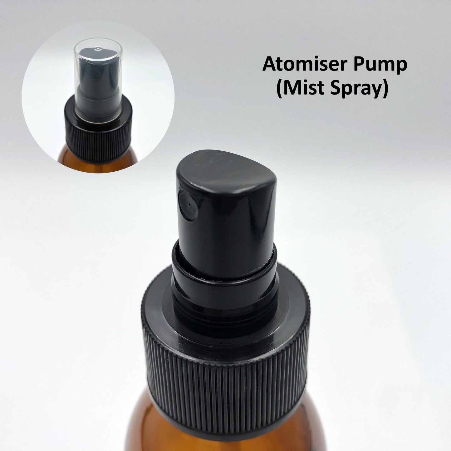 Amber Glass Bottle with Black Atomiser Mist Spray - 100ml x 6