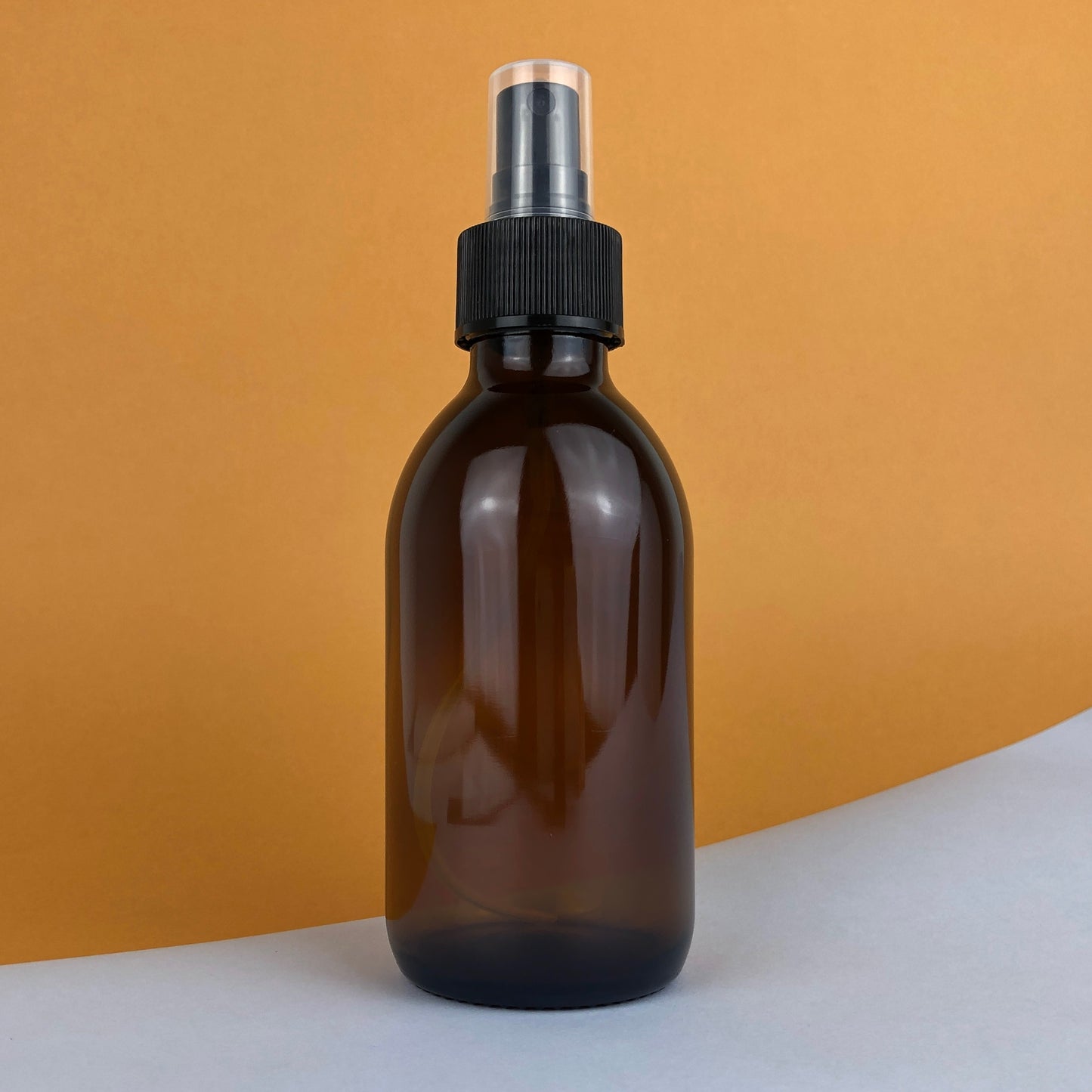 Amber Glass Bottle with Black Atomiser Mist Spray - 200ml x 6